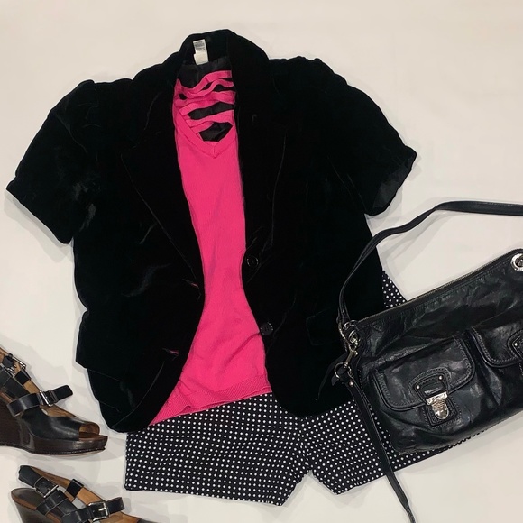 Boss B Black short sleeve velvet blazer - Picture 1 of 3